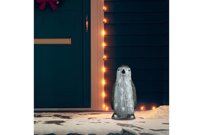 LED-pingvinfigur akryl innendørs og utendørs 30 cm - Grå - Julelys ute