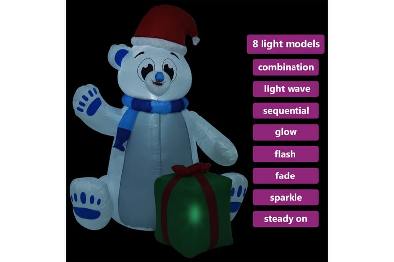 Oppblåsbar juleisbjørn LED innendørs og utendørs 1,8 m - Flerfarget - Julelys ute