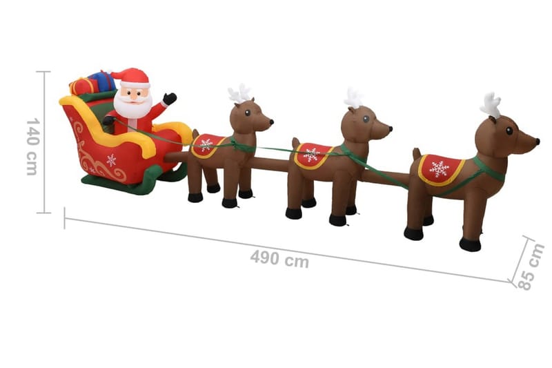 Oppblåsbar julenisse og reinsdyr LED 490 cm - Flerfarget - Julelys ute