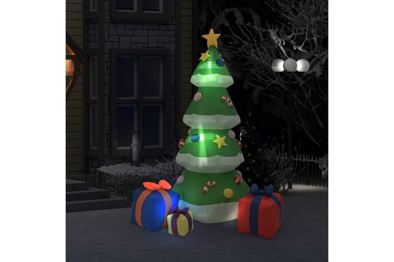 Oppblåsbart juletre med LED innendørs utendørs 240 cm - Flerfarget - Julelys ute