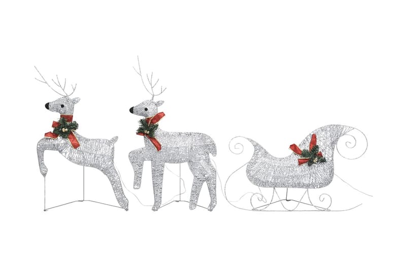 Reinsdyr & slede julepynt 60 lysdioder utendørs sølv - Belysning - Julebelysning - Julelys ute
