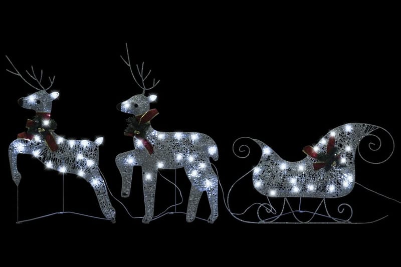 Reinsdyr & slede julepynt 60 lysdioder utendørs sølv - Belysning - Julebelysning - Julelys ute