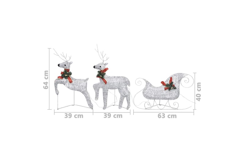 Reinsdyr & slede julepynt 60 lysdioder utendørs sølv - Belysning - Julebelysning - Julelys ute