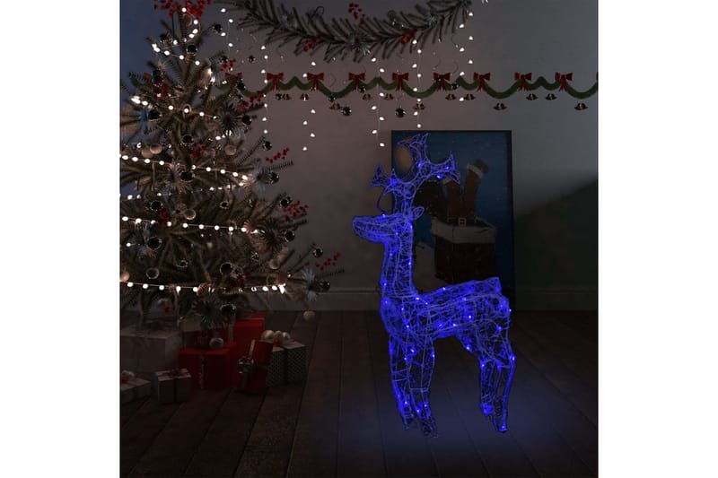 Reinsdyr julepynt 90 lysdioder 60x16x100 cm akryl - Blå - Julelys ute
