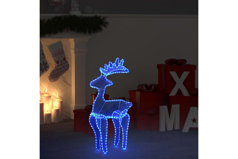 Reinsdyr julepynt med netting 306 LED 60x24x89 cm - Blå - Julelys ute