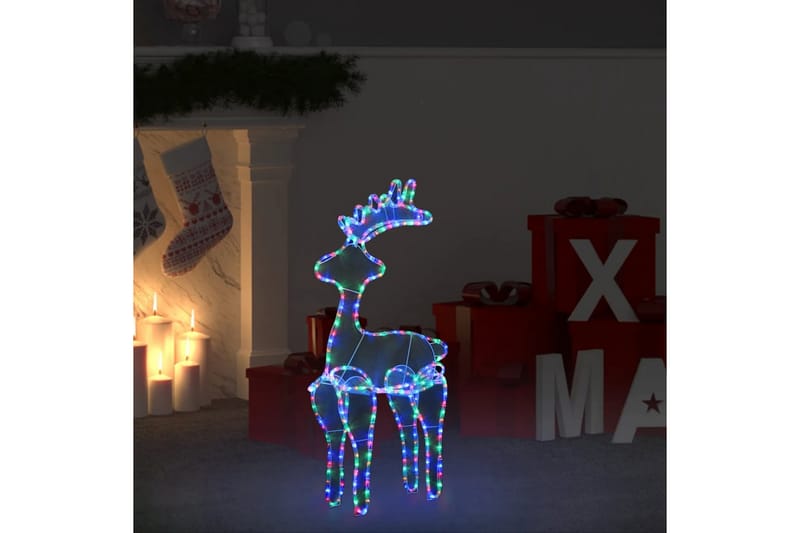 Reinsdyr julepynt med netting 306 LED 60x24x89 cm - Flerfarget - Belysning - Julebelysning - Julelys ute