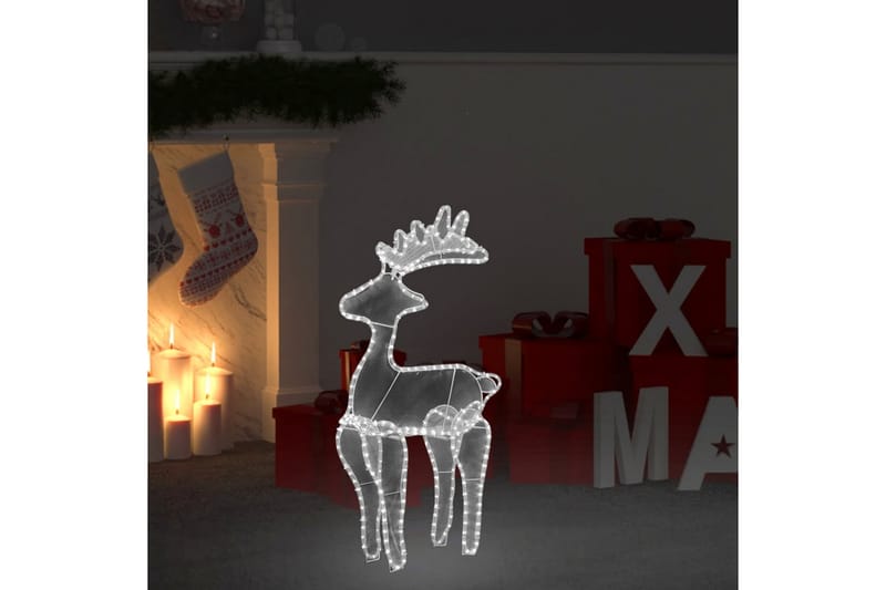 Reinsdyr julepynt med netting 306 LED 60x24x89 cm - Hvit - Belysning - Julebelysning - Julelys ute