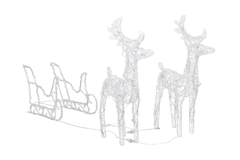Reinsdyr og slede julepynt 240 lysdioder 130 cm akryl - Julelys ute