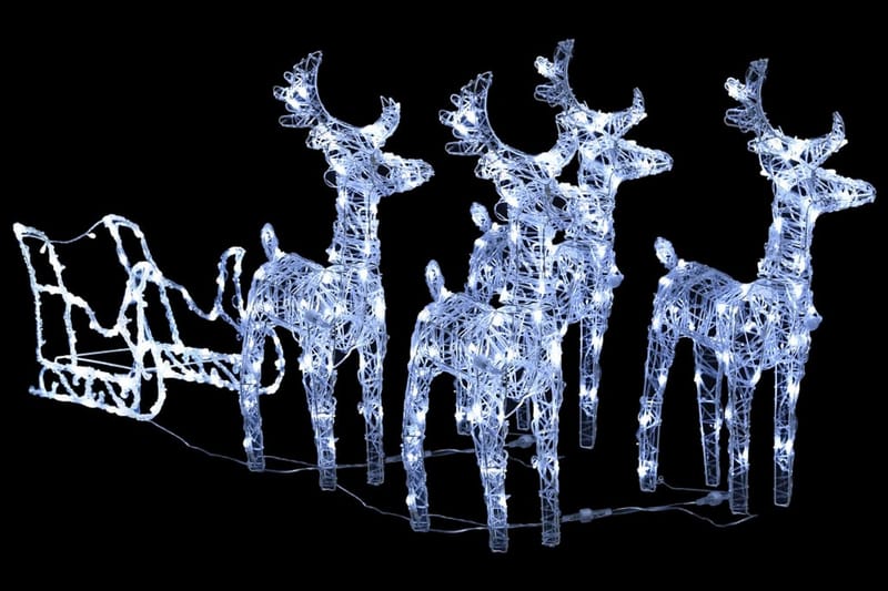 Reinsdyr og slede julepynt 400 lysdioder akryl - Julelys ute