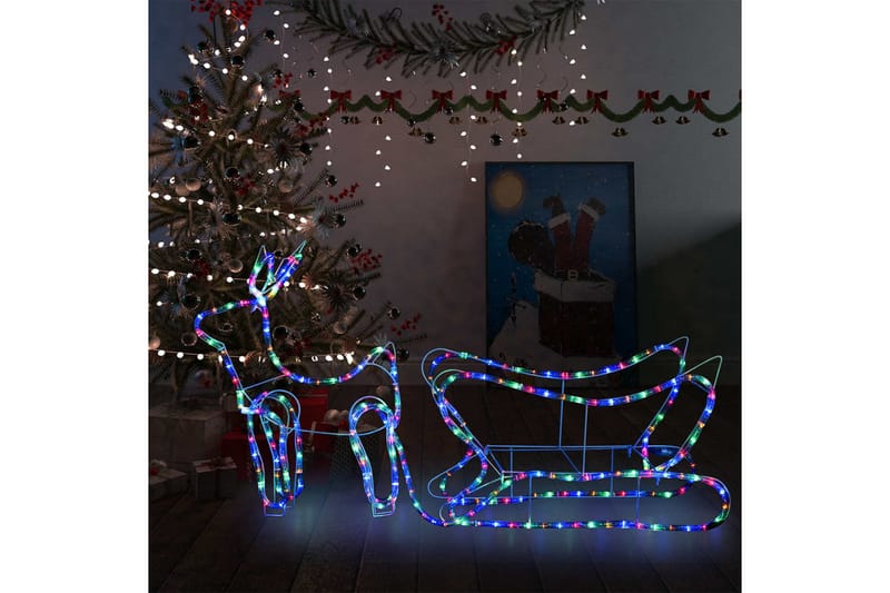 Reinsdyr og slede julepynt utendørs 252 lysdioder - Flerfarget - Julelys ute