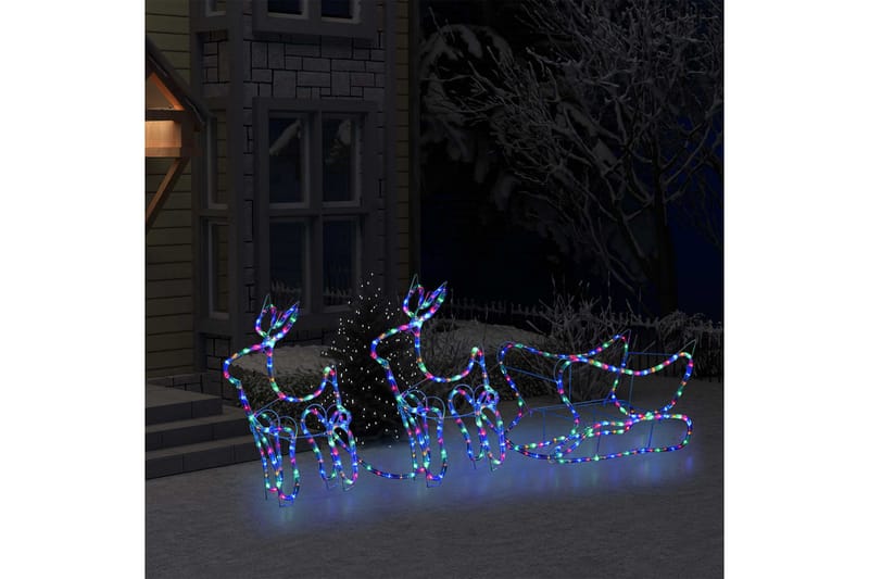 Reinsdyr og slede julepynt utendørs 576 lysdioder - Flerfarget - Julelys ute