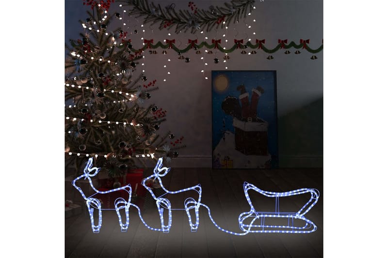 Reinsdyr og slede julepynt utendørs 576 lysdioder - Hvit - Julelys ute