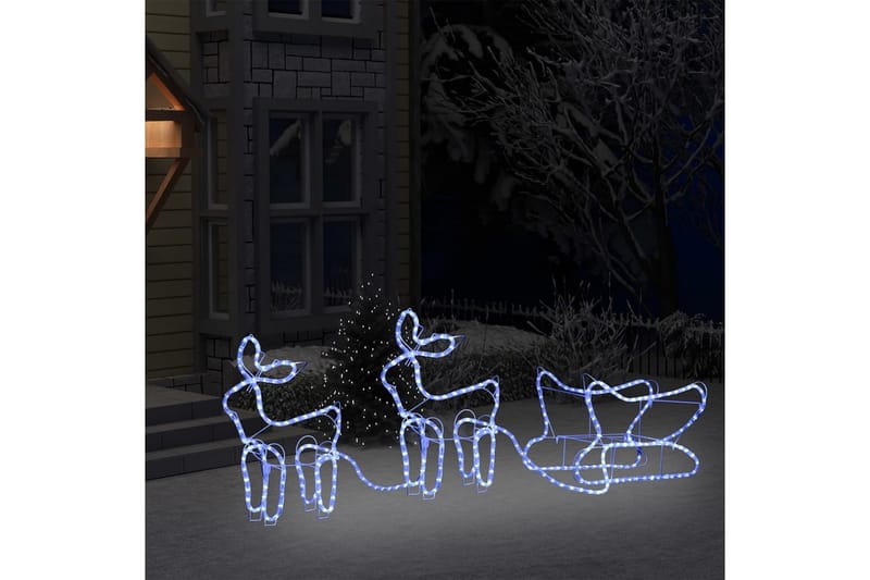 Reinsdyr og slede julepynt utendørs 576 lysdioder - Hvit - Julelys ute