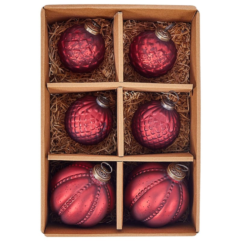 Julekule Argentin Sett med 6 - Rød - Innredning - Julepynt & helgedekorasjon - Julepynt & juledekorasjon - Juletrepynt & julekuler