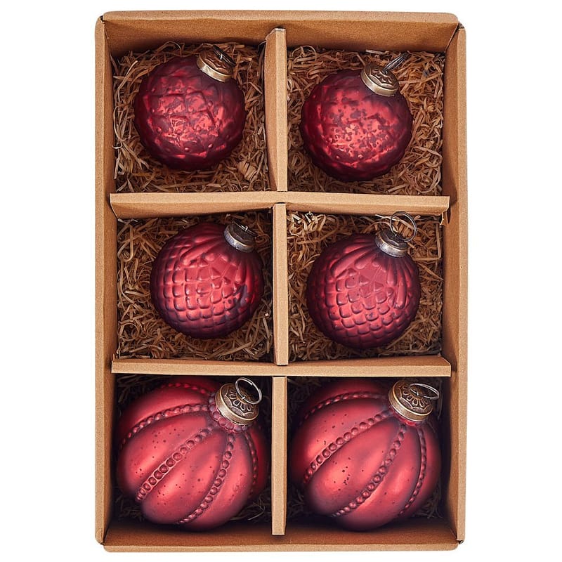 Julekule Argentin Sett med 6 - Rød - Innredning - Julepynt & helgedekorasjon - Julepynt & juledekorasjon - Juletrepynt & julekuler