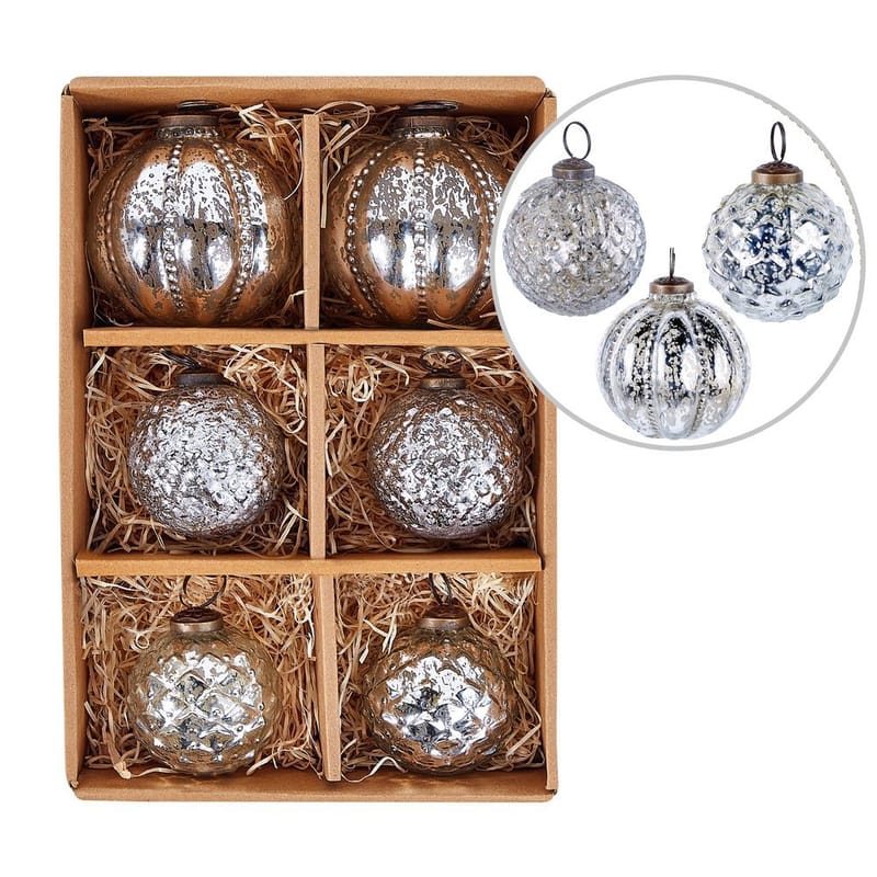 Julekule Argentin Sett med 6, Sølv