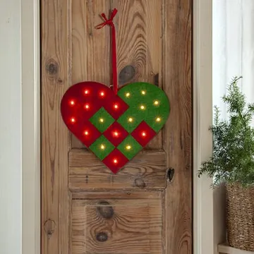 Merry hengende dekorasjon 25 cm - rød og grønn - Belysning - Julebelysning - Øvrig julebelysning