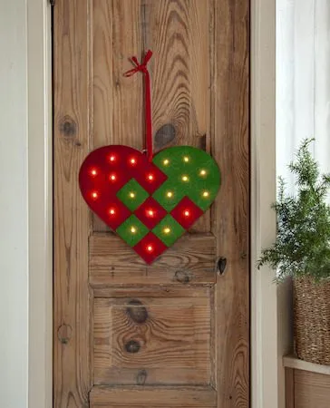 Merry hengende dekorasjon 25 cm - rød og grønn - Belysning - Julebelysning - Øvrig julebelysning