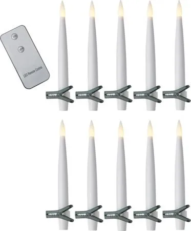 Paulina LED-antikklys 11,5 cm, hvit og grønn