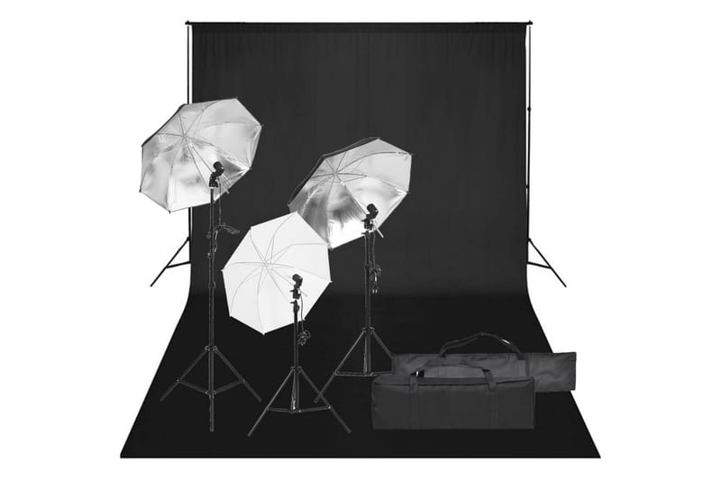 Fotostudiosett med lyssett og bakgrunn - Svart - Fotobelysning & studiobelysning