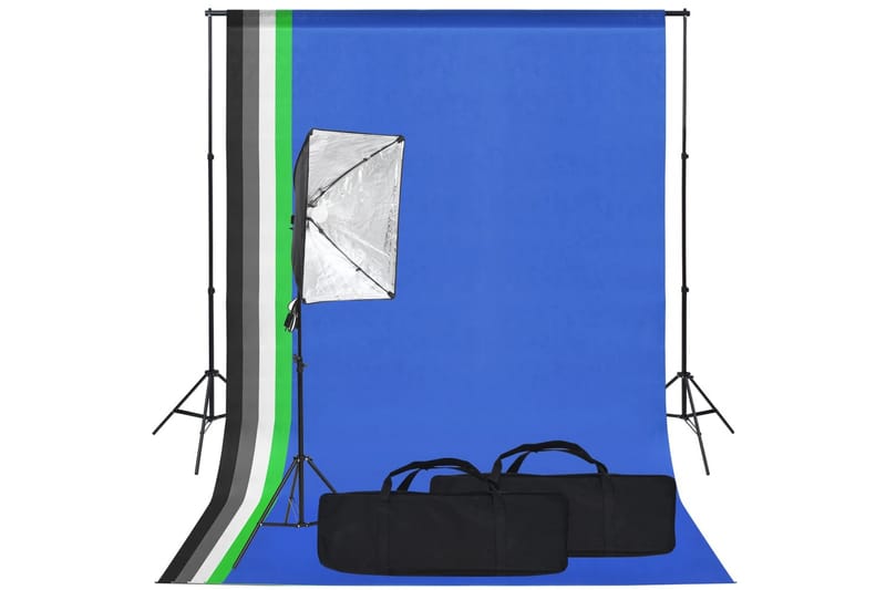 Fotostudiosett med softbokslys og bakgrunn - Svart - Fotobelysning & studiobelysning