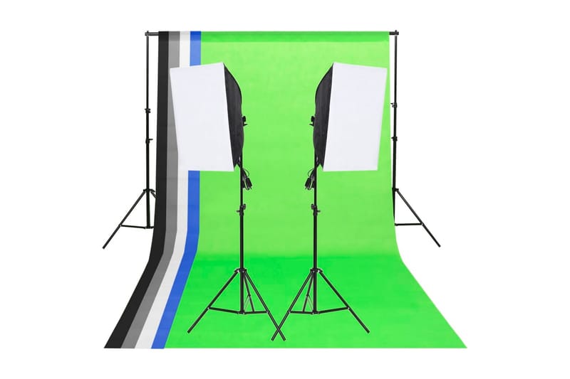 Studiobelysningssett med bakgrunner og softbokser - Hvit - Fotobelysning & studiobelysning