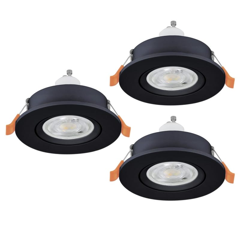 Innfelt lampe Barranco 30 mm 3000K Set om 3, Sort