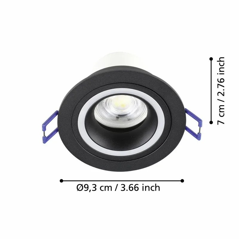 Innfelt lampe Carosso 93 mm - Sort - Belysning - Lyspærer & lyskilder - Spotlights & downlights
