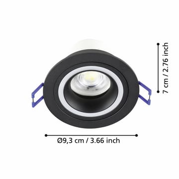 Innfelt lampe Carosso 93 mm - Sort - Belysning - Lyspærer & lyskilder - Spotlights & downlights