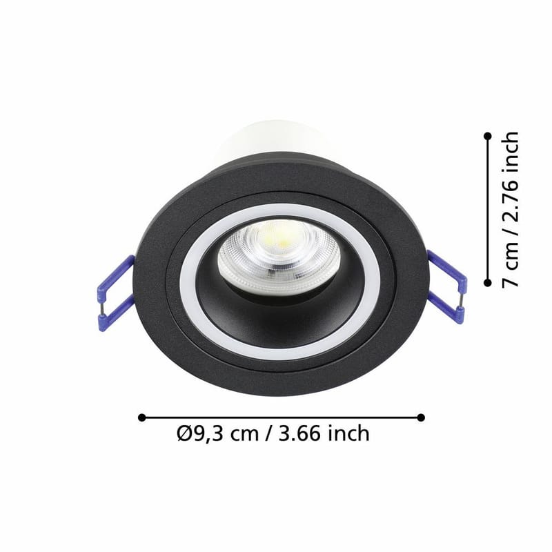 Innfelt lampe Carosso 93 mm - Sort - Belysning - Lyspærer & lyskilder - Spotlights & downlights