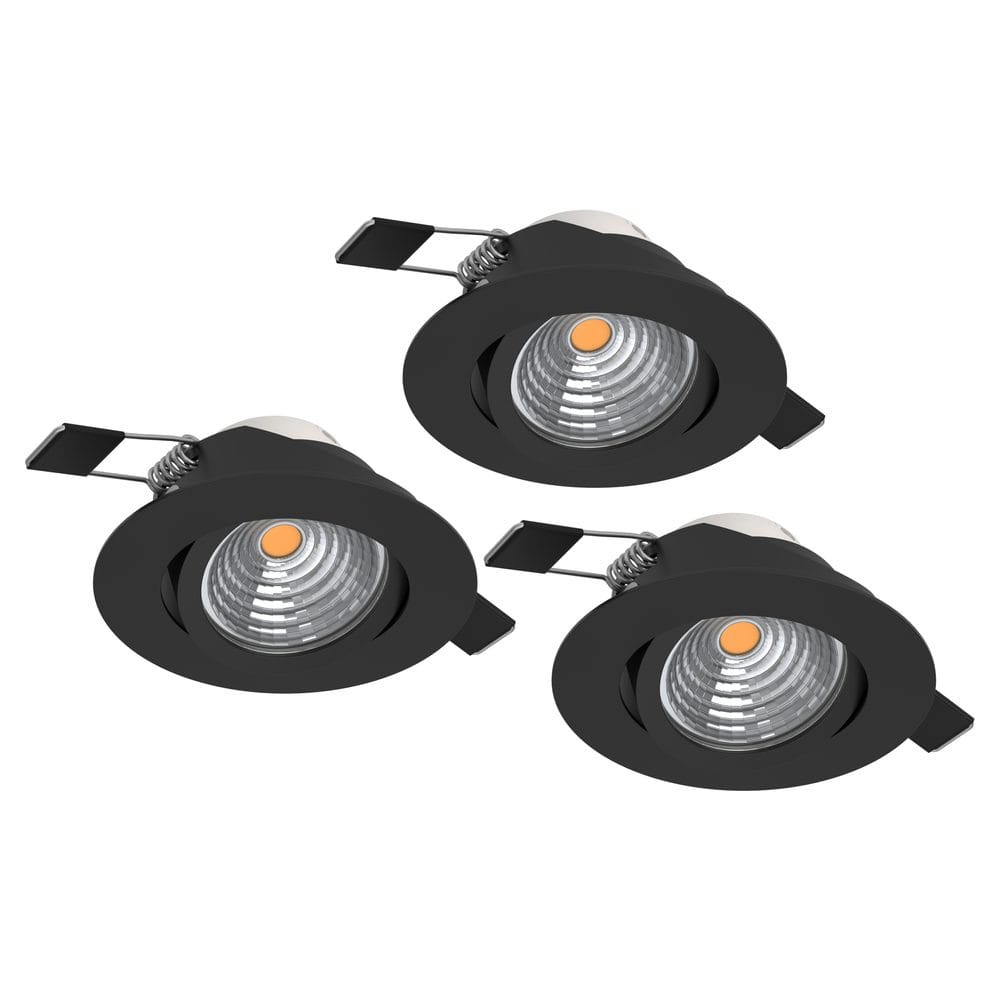 Innfelt lampe Saliceto 88 mm 4000K Sett med 3 - Sort