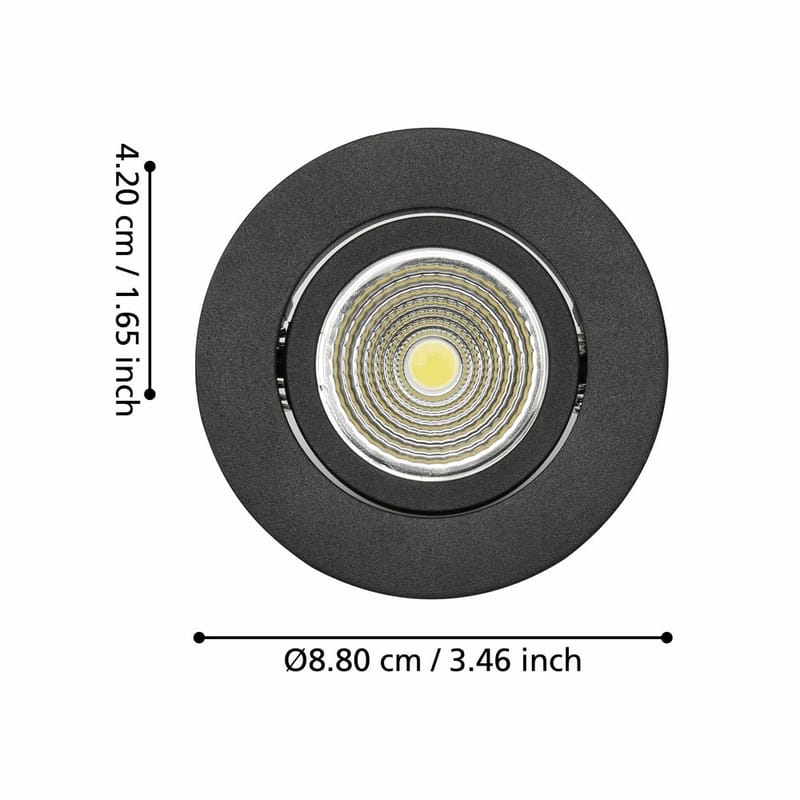 Innfelt lampe Saliceto 88 mm 4000K - Sort - Belysning - Lyspærer & lyskilder - Spotlights & downlights