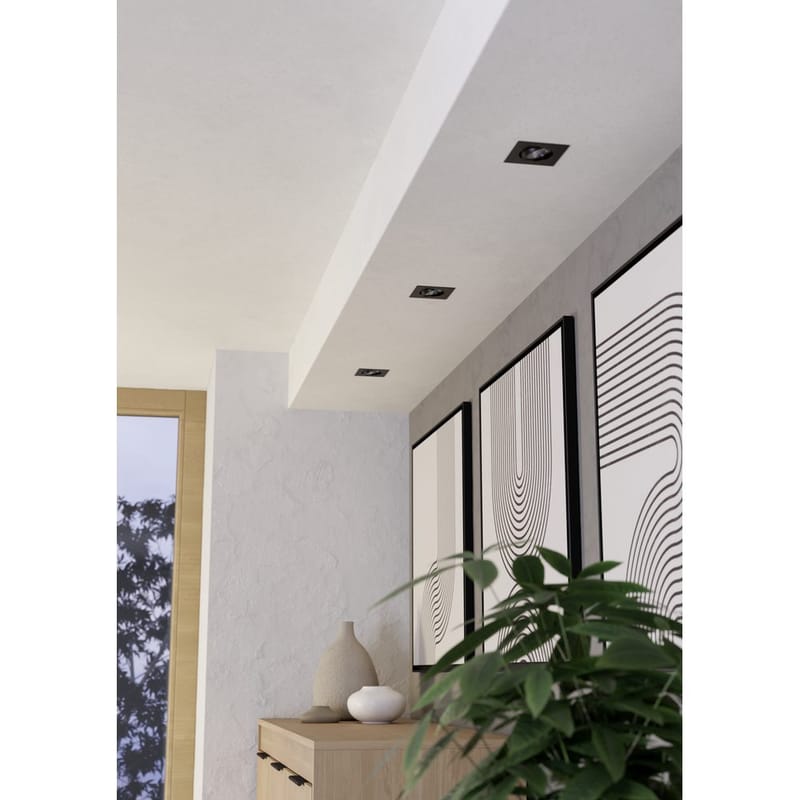 Innfelt lampe Saliceto 88x88 mm 2700K Sett av 3 - Sort - Belysning - Lyspærer & lyskilder - Spotlights & downlights