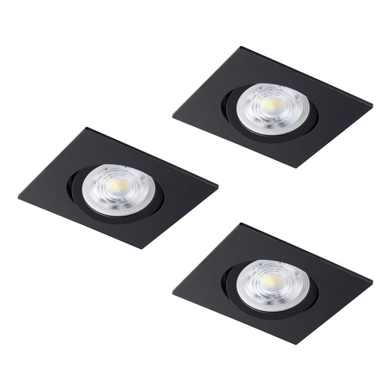 Innfelt lampe Saliceto 88x88 mm 2700K Sett av 3 - Sort - Belysning - Lyspærer & lyskilder - Spotlights & downlights