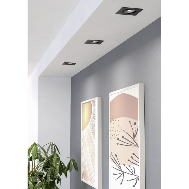 Innfelt lampe Saliceto 88x88 mm 2700K Sett av 3 - Sort - Belysning - Lyspærer & lyskilder - Spotlights & downlights