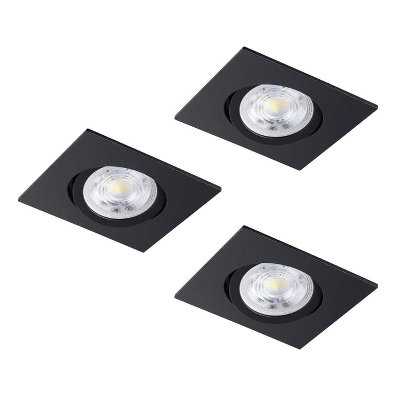 Innfelt lampe Saliceto 88x88 mm 2700K Sett av 3 - Sort - Belysning - Lyspærer & lyskilder - Spotlights & downlights