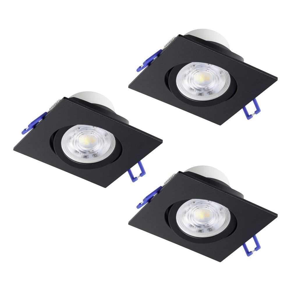 Innfelt lampe Saliceto 88x88 mm 2700K Sett av 3 - Sort