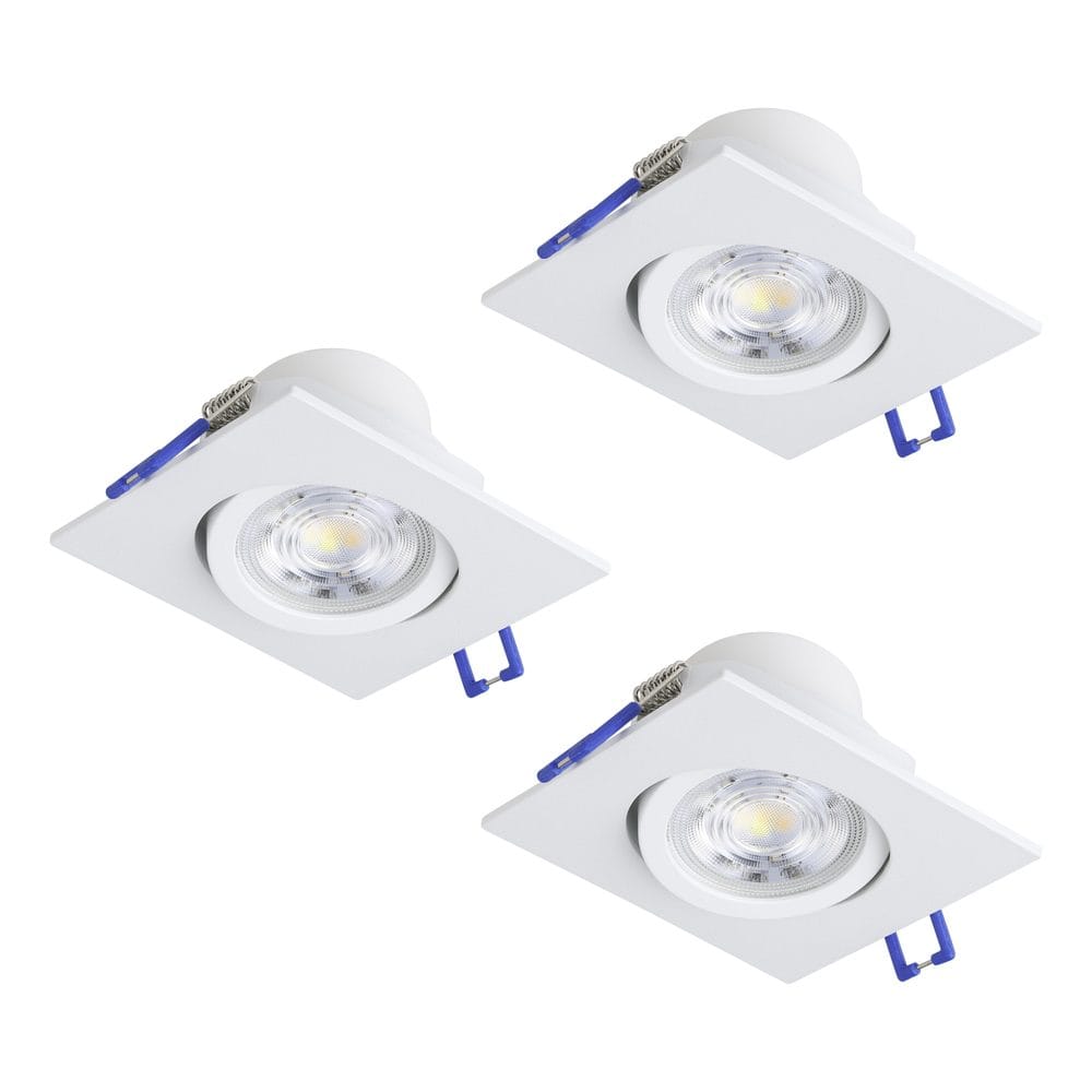 Innfelt lampe Saliceto 88x88 mm 4000K Sett av 3 - Hvit