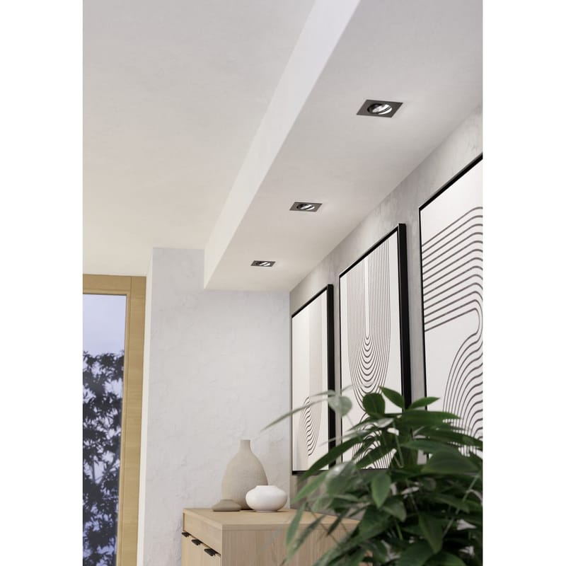 Innfelt lampe Saliceto 88x88 mm 4000K Sett av 3 - Sort - Belysning - Lyspærer & lyskilder - Spotlights & downlights