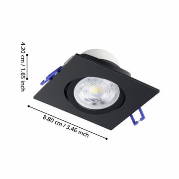 Innfelt lampe Saliceto 88x88 mm 4000K Sett av 3 - Sort - Belysning - Lyspærer & lyskilder - Spotlights & downlights