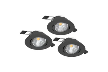 Innfelt Lampe Eglo Saliceto 3 stk Ø88 mm 2700K Svart - Svart - Belysning - Lyspærer & lyskilder - Spotlights & downlights