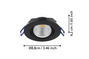 Innfelt Lampe Eglo Saliceto 3 stk Ø88 mm 2700K Svart - Svart - Belysning - Lyspærer & lyskilder - Spotlights & downlights