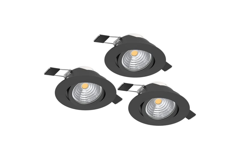 Innfelt Lampe Eglo Saliceto 3 stk Ø88 mm 2700K Svart - Svart - Belysning - Lyspærer & lyskilder - Spotlights & downlights