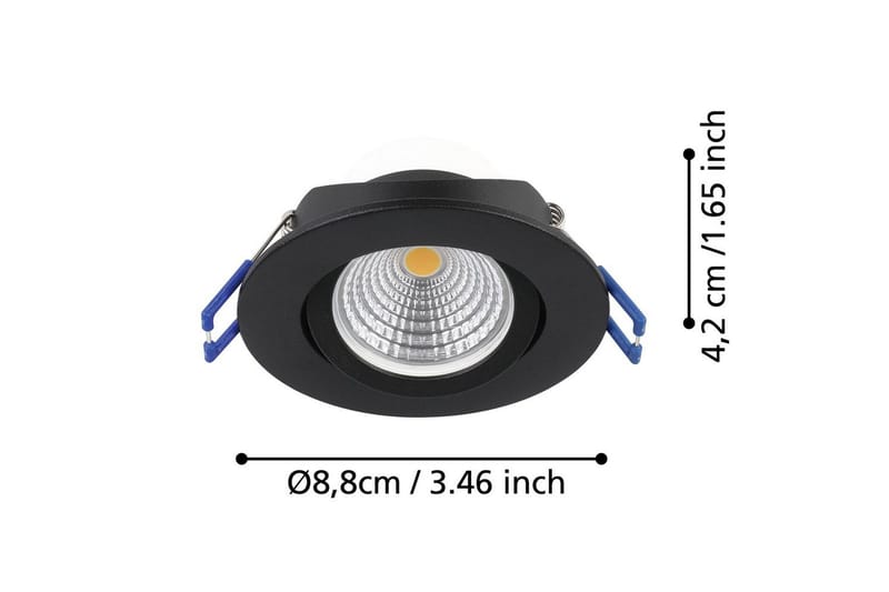Innfelt Lampe Eglo Saliceto 3 stk Ø88 mm 2700K Svart - Svart - Belysning - Lyspærer & lyskilder - Spotlights & downlights