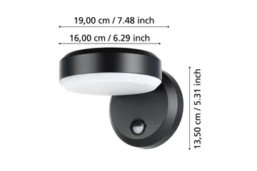 Vegglampe utendørsbelysning Eglo Fornaci med sensor - Hvit/Svart - Belysning - Utebelysning - Markbelysning - Hagespotlight