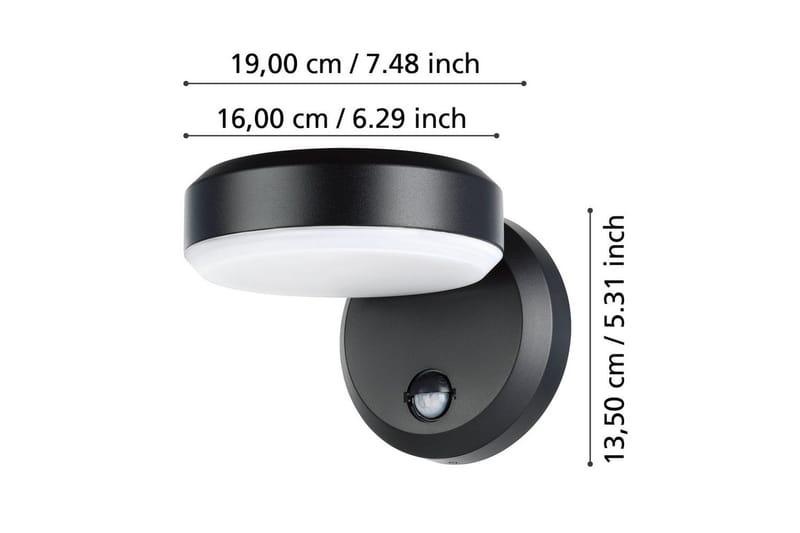Vegglampe utendørsbelysning Eglo Fornaci med sensor - Hvit/Svart - Belysning - Utebelysning - Markbelysning - Hagespotlight