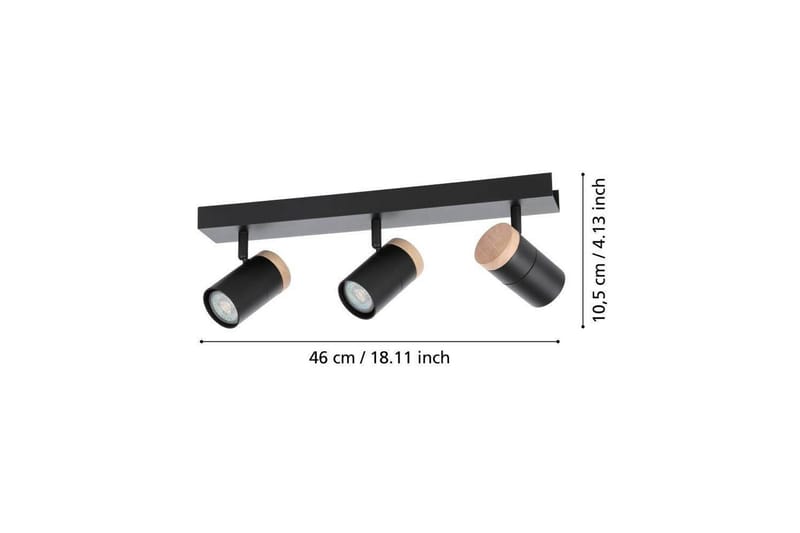 LED-spotlight Eglo Cartagena Svart/Tre 3 lamper - 3 lamper - Belysning - Lyspærer & lyskilder - Spotlights & downlights