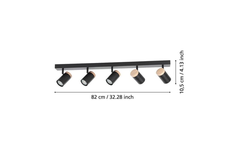 LED-spotlight Eglo Cartagena Svart/Tre 5 Lamper - 5 Lamper - Belysning - Lyspærer & lyskilder - Spotlights & downlights