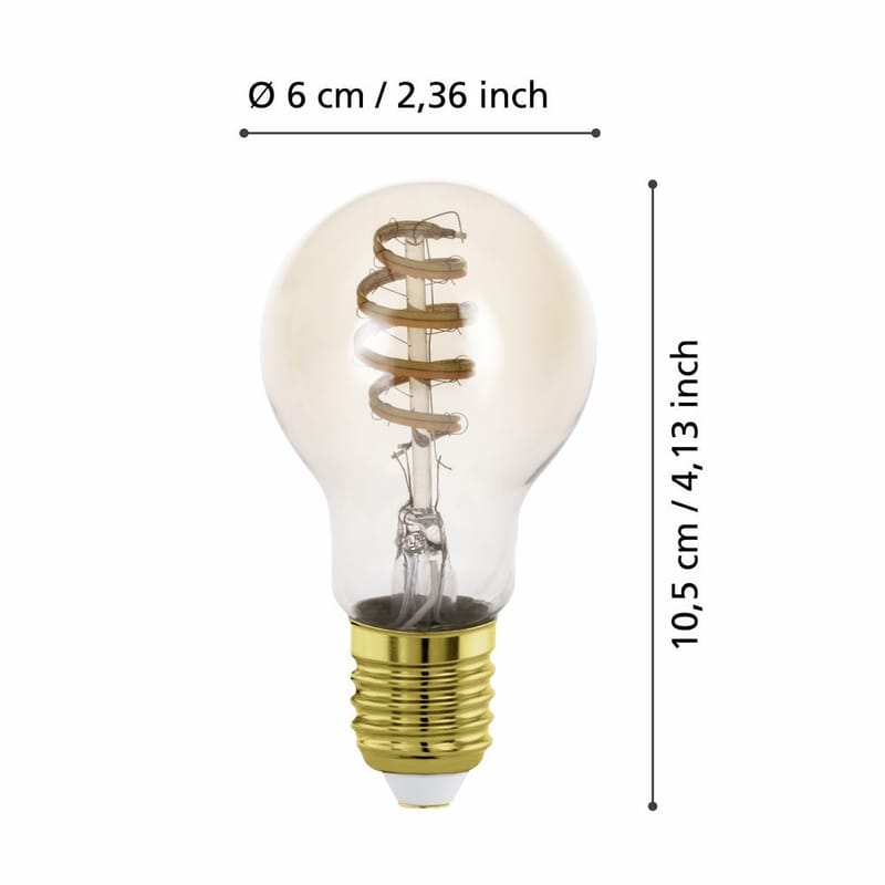 Lyskilde 2xLM-ZIG-CCT E27 A60 4,9W Amber + Bryter - 6 cm - Belysning - Lyspærer & lyskilder - LED-belysning - LED-pære