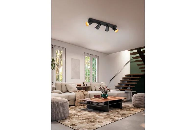 Spot TRIO Sharp 4-del, Matt svart/gull - 4-del, Matt svart/gull - Belysning - Lyspærer & lyskilder - Spotlights & downlights